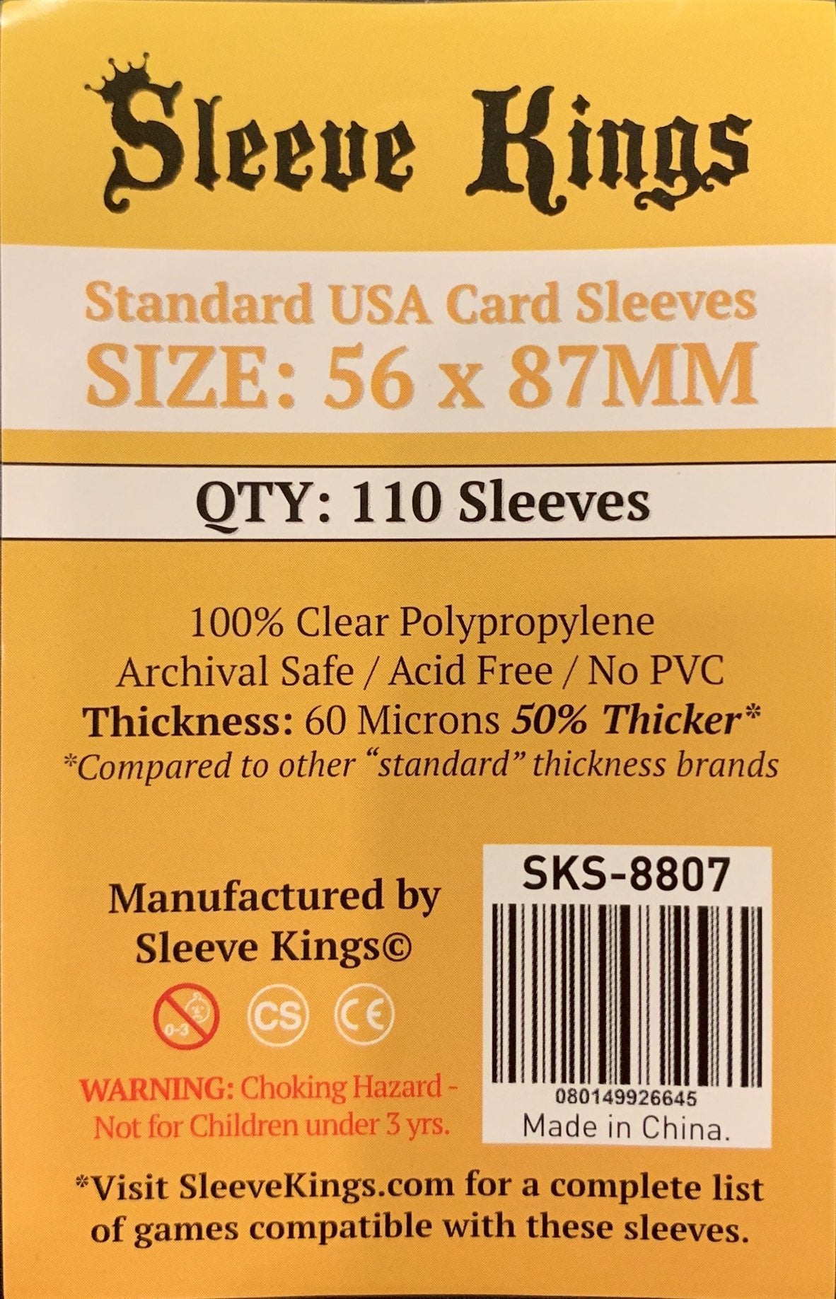 Sleeve King 56 x 87 MM 110 Sleeves